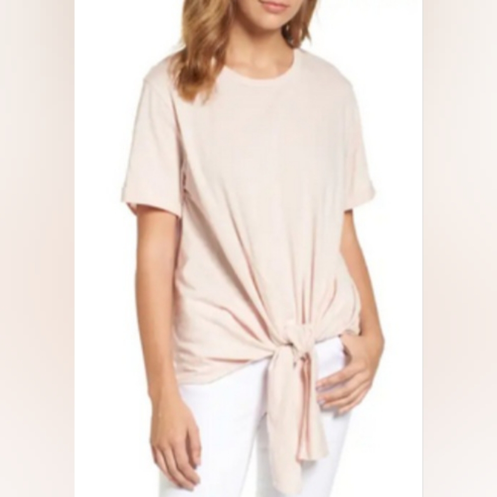 Caslon Short Sleeve Tie Front Tee sz M